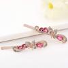 Womens One Pair Women Sparkling Hairpin Hairwear Crystal Rhinestone Butterfly Hair Clips Headwear Hair Accessories Jewelry Pink view 3