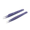 2 Pieces Straight and Curved Tip Tweezers Nipper for Eyelash Extensions, Blue & White Stainless Steel False Lash Application Tools by G.S Online Store view 1