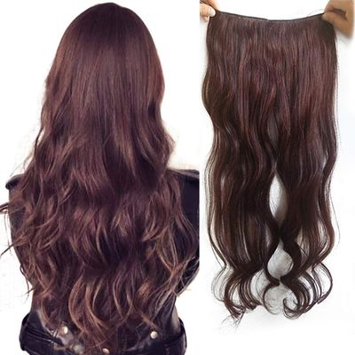 Wavy Micro Hair Extensions Real Human Hair RemeeHi Hidden Micro Invisible Wire Hair Pieces for Women 80g, 16 Inches 2# Dark Brown