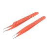 2 Pieces Straight and Curved Tip Tweezers Nipper for Eyelash Extensions, Orange & Black Stainless Steel False Lash Application Tools By G.S ONLINE STORE view 1