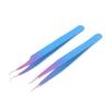 2 Pieces Straight and Curved Tip Tweezers Nipper for Eyelash Extensions, Sky Blue & Pink Stainless Steel False Lash Application Tools By G.S Online Store view 1