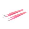 2 Pieces Straight and Curved Tip Tweezers Nipper for Eyelash Extensions, Pink & Black Stainless Steel False Lash Application Tools By G.S Online Store view 1