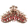 Women Lady Retro Flowers Hair Claw Clip Large Hair Updo Grip Bath Accessories for Thick Hair Vintage Alloy Rhinestone Non-Slip Hair Jaw Clips Hairpin Fancy Hair Barrette Clamp (Red) view 1