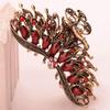 Women Lady Retro Flowers Hair Claw Clip Large Hair Updo Grip Bath Accessories for Thick Hair Vintage Alloy Rhinestone Non-Slip Hair Jaw Clips Hairpin Fancy Hair Barrette Clamp (Red) view 2