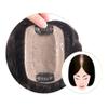 100% Real Human Hair Topper, Susanki 2.8"x 3.9" Silk Base Clip in Wavy Curly Wiglet Hairpieces for Women (7.9" Black) view 3