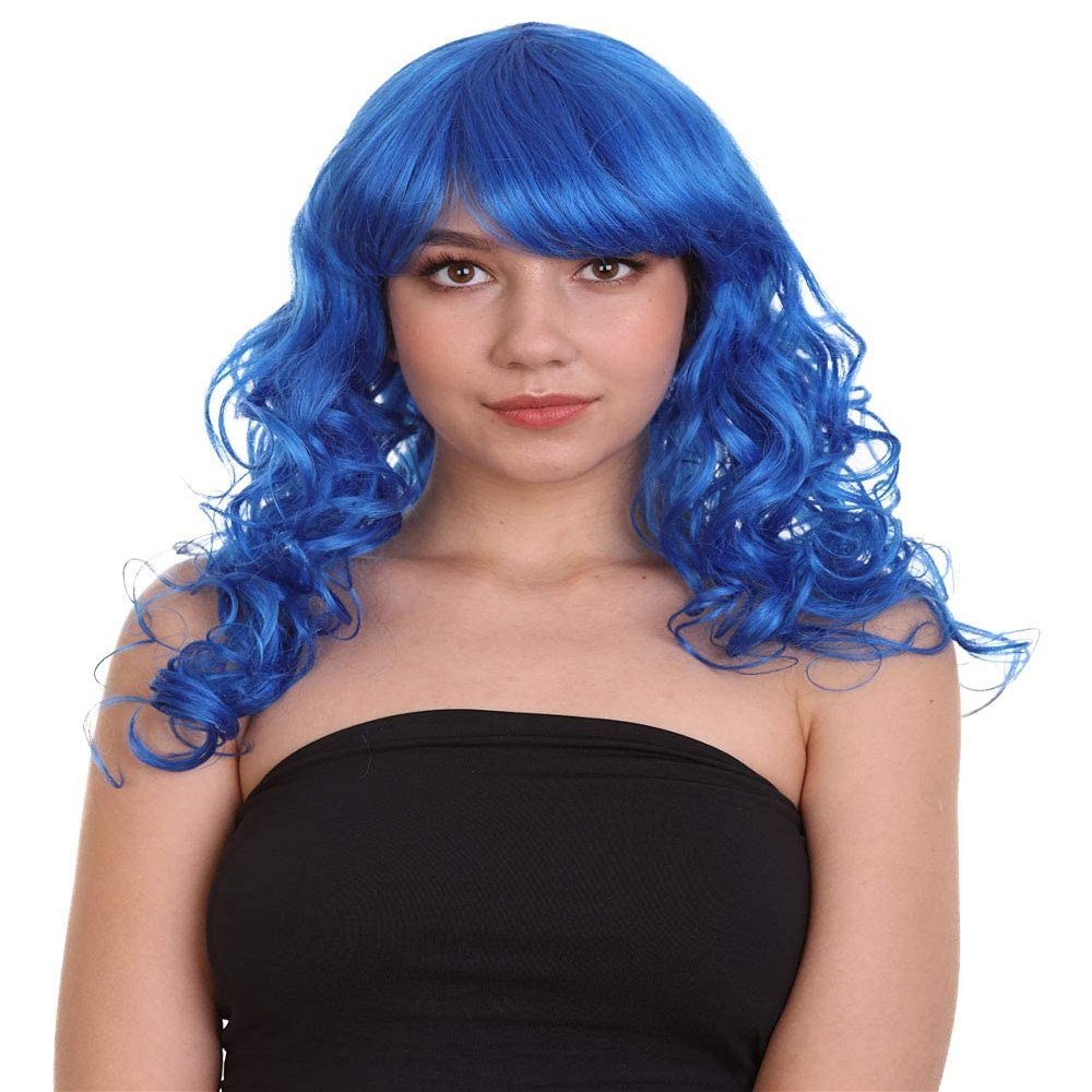 Halloween Party Online Dark Blue Long Curly Cosplay Wig Dark Blue HW-636
