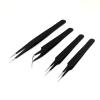 4 Pcs ESD Stainless Steel Tweezers for Eyelash Extension,Electronics, Jewelry-Making - Straight and Curved Tip Tweezers - Black Color By G.S Online Store view 1