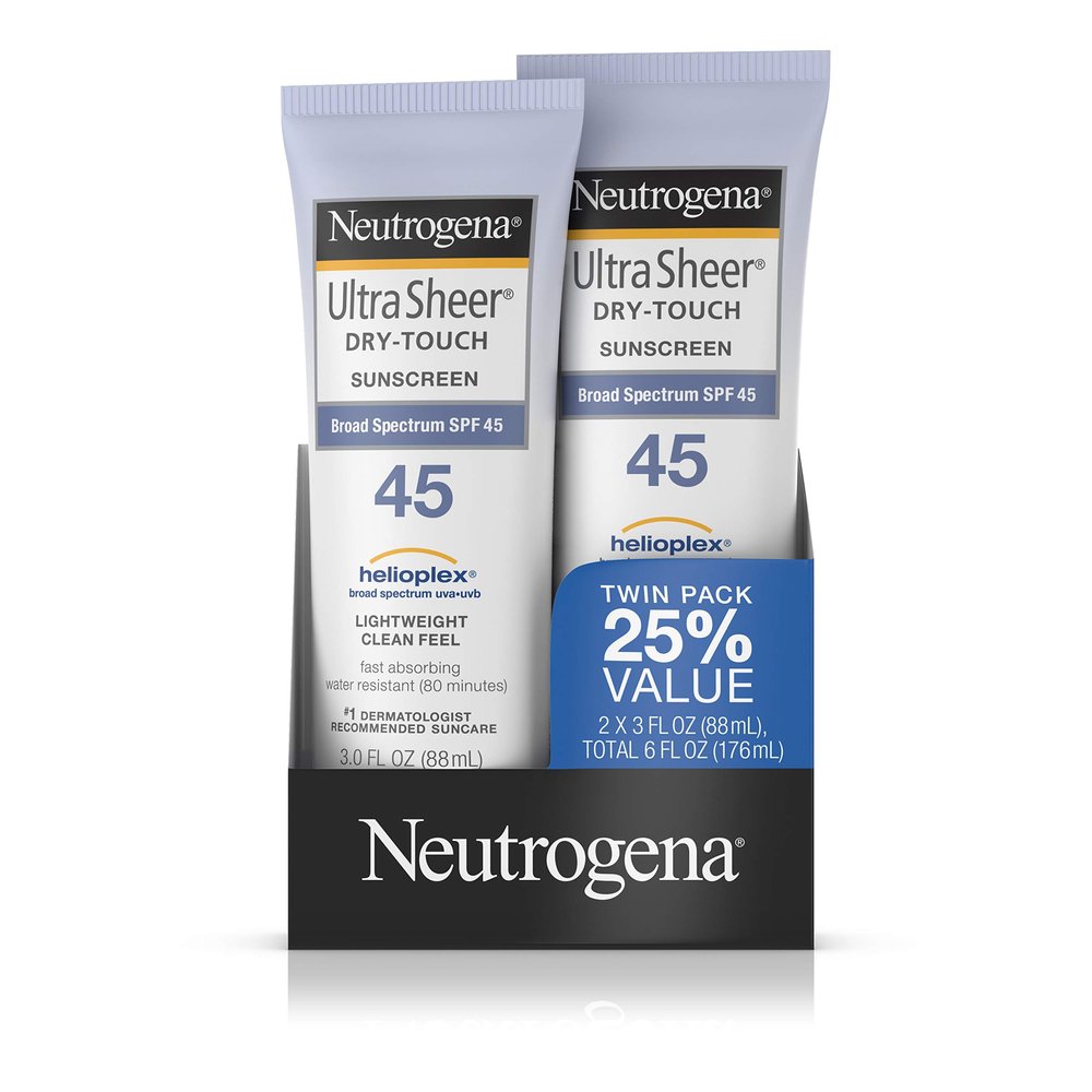 Neutrogena Ultra Sheer Dry-Touch Sunscreen, SPF 45, 3 oz ea, Value Pack