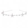 Womens Simple Hairband Hair Jewelry Rhinestone Starfish Headband for Women Elegant Hairwear Hair Accessories Silver Plated view 1