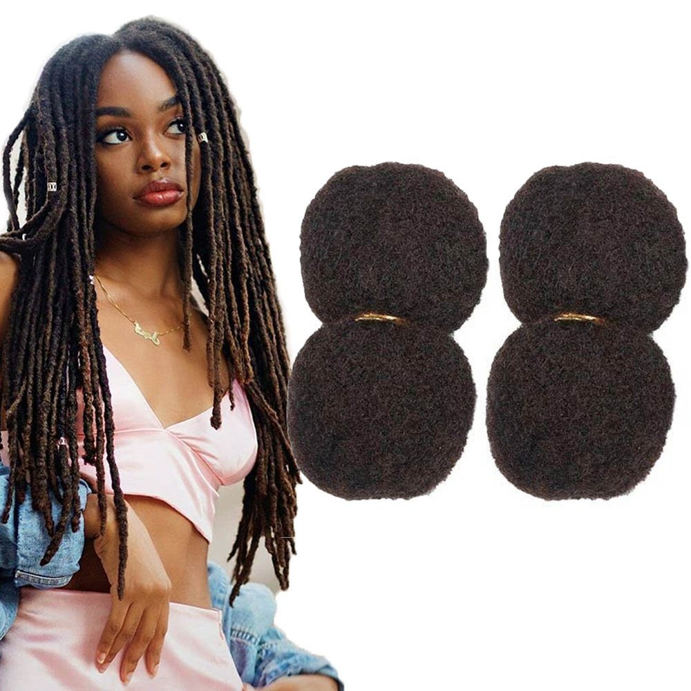 Tight Afro Kinky Bulk Hair 100% Human Hair For DreadLocks,Twist Braids Hair 2pcs,2 OZ (14inch, Medium Brown #4)