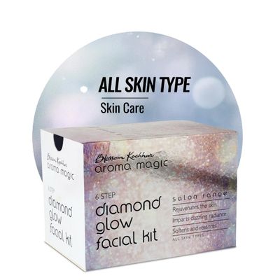 Aroma Magic Diamond Glow Facial Kit - Multi Use | 6 Steps Skincare Set | Rejuvenating Facial Kit | Restores Softness & Glow | for All Skin Types