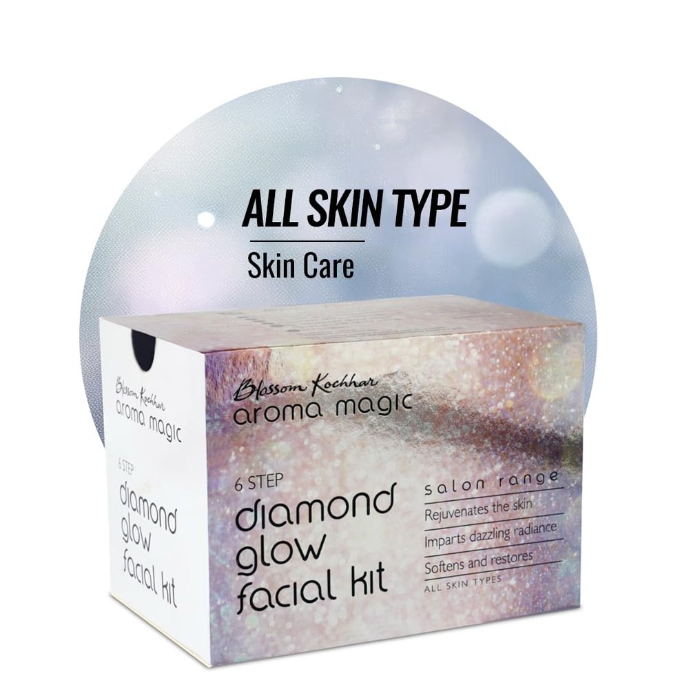 Aroma Magic Diamond Glow Facial Kit - Multi Use | 6 Steps Skincare Set | Rejuvenating Facial Kit | Restores Softness & Glow | for All Skin Types