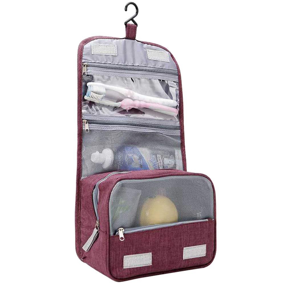 Aimeely Unisex Classic Multifunctional Hanging Toiletry Organizer Portable Travle Makeup Bag Red