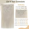 18 Inch Clip in Hair Extensions Platinum Blonde White Blonde Human Hair Extensions Natural Soft Straight Fine Hair Extensions 100g 7Pieces/Pack view 2