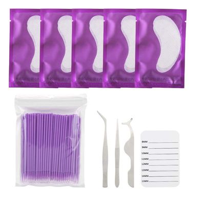 5 Pairs Under Eye Pads With Eyelash Holder Pallet and Brush and Tweezers Set, Lint Lash Extension Eye Gel Patches for Eyelash Extension Eye Mask Beauty Tool