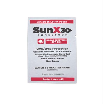 CoreTeX 91664 SunX Sunscreen Lotion Pouch, SPF 30, 0.25, .25 O, White (Pack of 100)