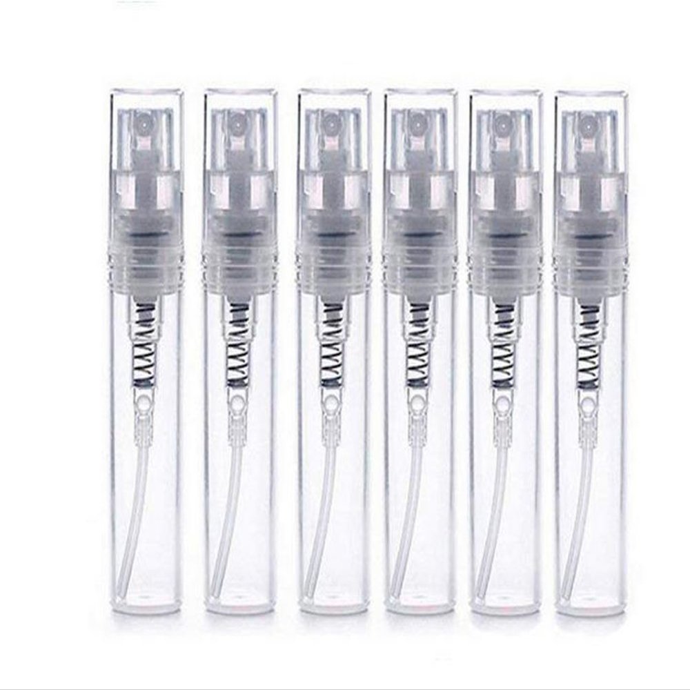 12PCS 2ml Mini Clear Glass Refillable Perfume Sample Tube Fine Mist Spray Bottle for Essential Oils Cosmetic Water in Travel and Home Use