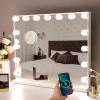 Hansong Vanity Mirror with Lights: Hollywood Lighted Makeup Mirror with 15 LED Bulbs, 22.8''x18'' Light Up Mirror with 3 Colors Modes for Desk, Large Mirrors with USB Charging Port for Bedroom, White view 1