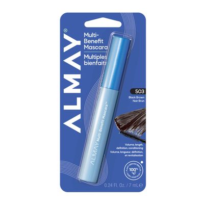 Almay Multi-Benefit Mascara, Volumizing + Lengthening, Hypoallergenic, 503 Black/Brown