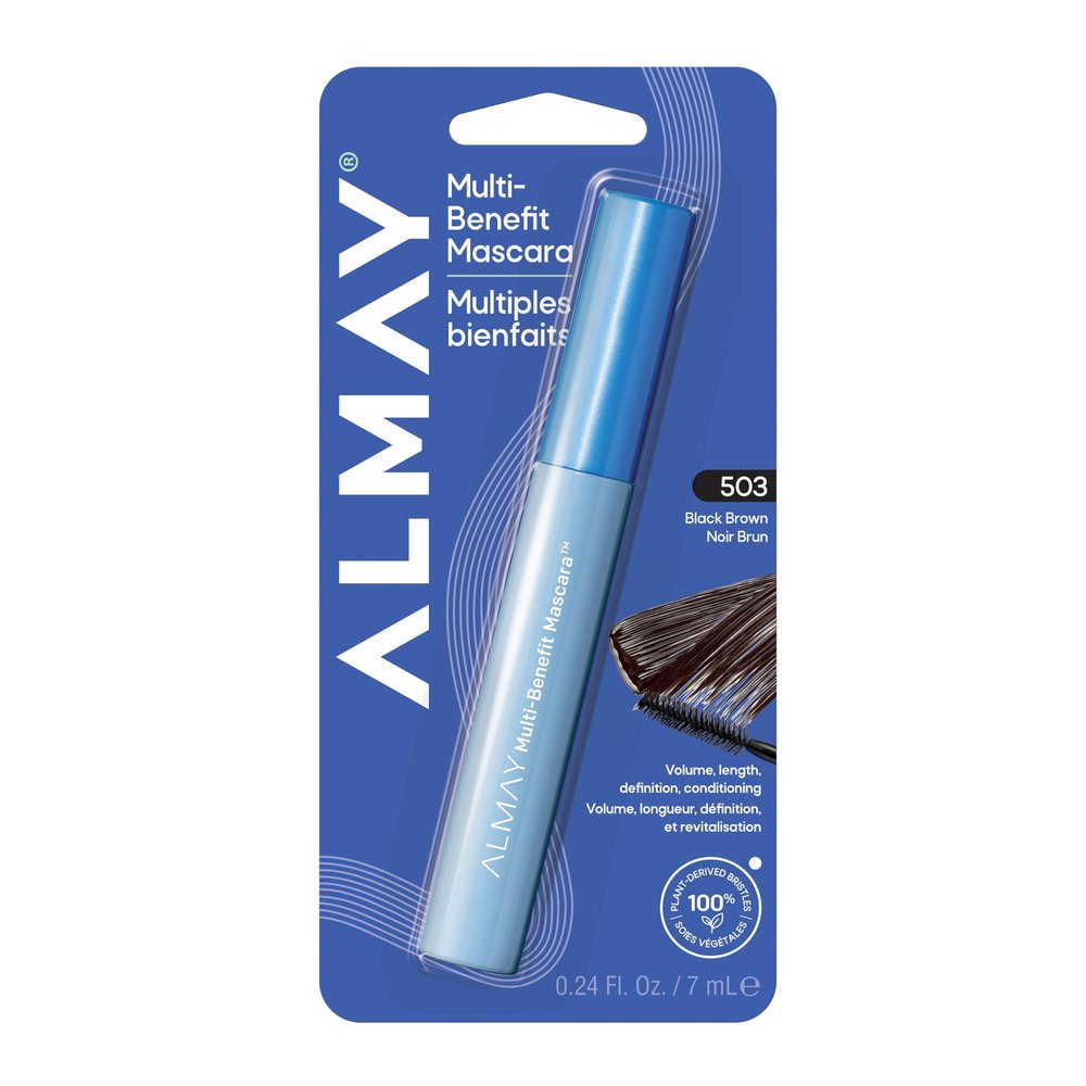 Almay Multi-Benefit Mascara, Volumizing + Lengthening, Hypoallergenic, 503 Black/Brown
