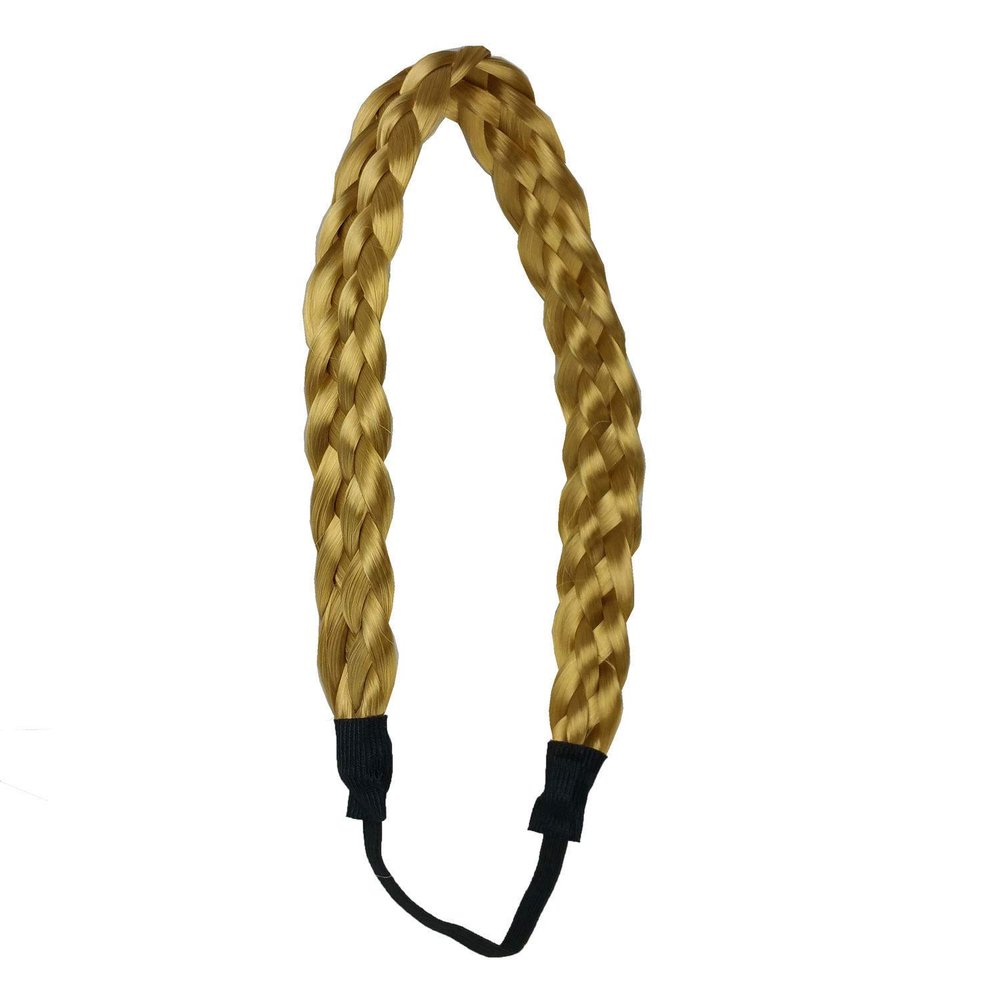 Synthetic Hair Band Plaited Headband Braided with Elastic 1" Wide (Blonde)
