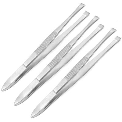 (3 Pack) Slant Tweezers - Precision Stainless Steel Slant Tip Tweezers Hair Plucker for Hair and Eyebrows Personal Care (Silver Tone) By G.S Online Store