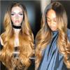130 Density #1BT27 Two Tone Ombre Human Hair Wigs for Women Glueless Body Wavy Lace Front Wigs Virgin Hair With Baby Hair (20") view 1