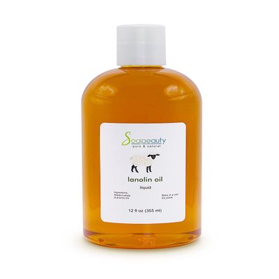 LANOLIN OIL Cold Pressed Unrefined | 100% Natural Available in Bulk | Carrier for Essential Oils, Face, Skin, Hair Moisturizer, Soap Making | (12 OZ)