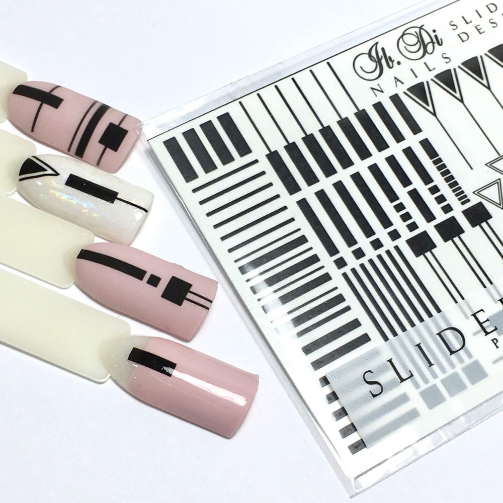 IBDI B&W Geometry nail decals, Sliders for manicure or pedicure, Decal for nails, Slider for manicures and pedicures, Nail art, Creates stunning look