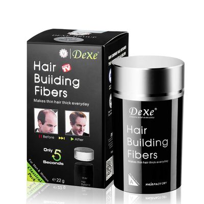Dexe Hair Building Fibers Color Powder Instantly Thicken Thinning Hair for Men and Women (Black)