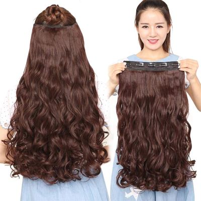 100g Clip in Human Hair Extensions Lots of Colors Loose Wavy Extra Hair Volume Weft One Pieces 5 Clips Per Set by Remeehi 16 Inches 4# Medium Brown