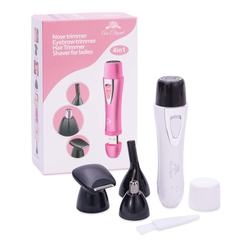 4-in-1 Facial Hair Remover for Women  Rechargeable Painless Electric Face Shaver, Eyebrow & Nose Hair Trimmer, Waterproof, Portable Peach Fuzz Remover for All Skin Types