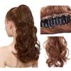 Jaw Claw Clip Ponytail Hair Pieces Clip in Human Hair Wavy Pony Tail Extensions by Remeehi 18Inch-105g, 30# Auburn Brown view 1
