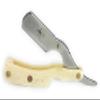 G.B.S Classic Straight Edge Long Scales Folding Razor, Barber Shavette Leather Case 10 Blades, Ivory Horn view 2