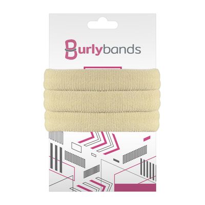 Burlybands Large Hair Ties for Thick, Heavy or Curly Hair - Non-Slip, Non-Damage, Seamless Women's Ponytail Scrunchies - Blonde, 3 Pcs