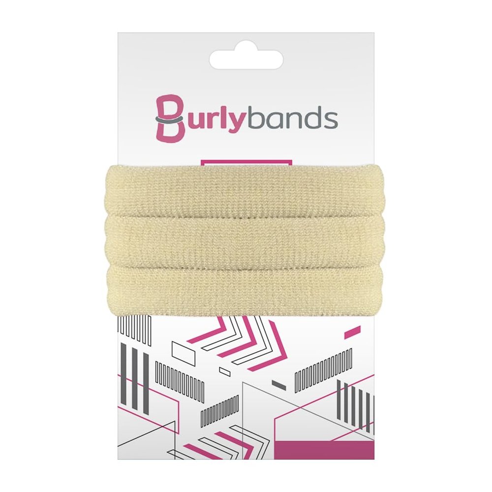 Burlybands Large Hair Ties for Thick, Heavy or Curly Hair - Non-Slip, Non-Damage, Seamless Women's Ponytail Scrunchies - Blonde, 3 Pcs