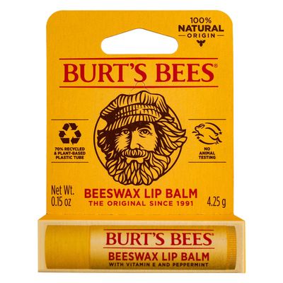 Burt's Bees 100% Natural Moisturizing Lip Balm, Original Beeswax With Vitamin E & Peppermint Oil, 1 Tube