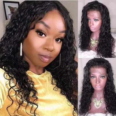 130 Density Wavy Lace Front wigs human hair with baby Hair Virgin Brazilian Natural Water Wave human hair wigs Free Part for black Women (20 inch, lace front wig)