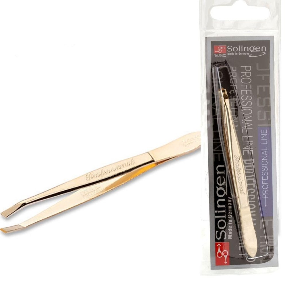 Solingen Germany Slant Tip Stainless Steel Eyebrow & Facial Hair Hand-Filed Made in Germany