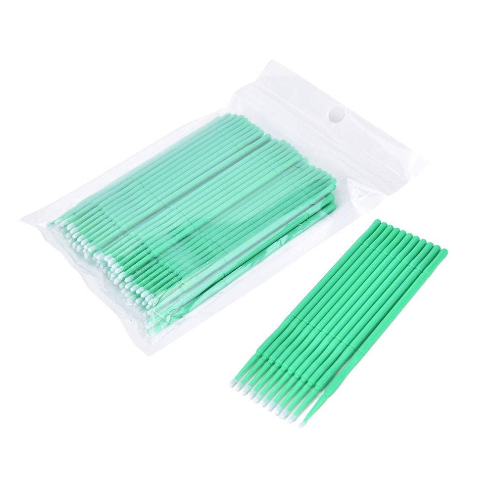 100 PCS Disposable Micro Brush Swab Applicators Eyelash Extension Mascara Wands (Green)