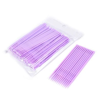 100 PCS Disposable Micro Brush Swab Applicators Eyelash Extension Mascara Wands (Purple)