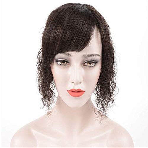12" Curly Wavy Hair Toppers Real Human Hair for Women with bangs 3 Clips in Wiglet Hairpieces for Thinning Hair Loss