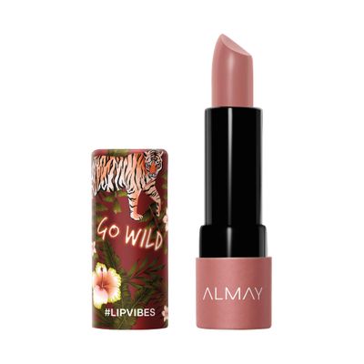 Almay Lip Vibes Lipstick with Vitamin E Oil & Shea Butter, Matte Cream Finish, Hypoallergenic, Go Wild, 0.14 Oz