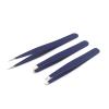 AAProTools 3 Premium Stainless Steel Eyebrow Tweezers with Pouch, Tweezers Set with Slant, Straight and Pointed Tips - Precision Calibrated - Best for Eyebrow, Ingrown Hair and Splinters (Blue) A+ Qua view 2