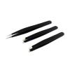 AAProTools Eyebrow Tweezer Set,3 Pcs Premium Stainless Steel Eyebrow Tweezers with Pouch,Tweezers Set with Slant, Straight and Pointed Tips - Precision Calibrated - (Black Coated) view 1