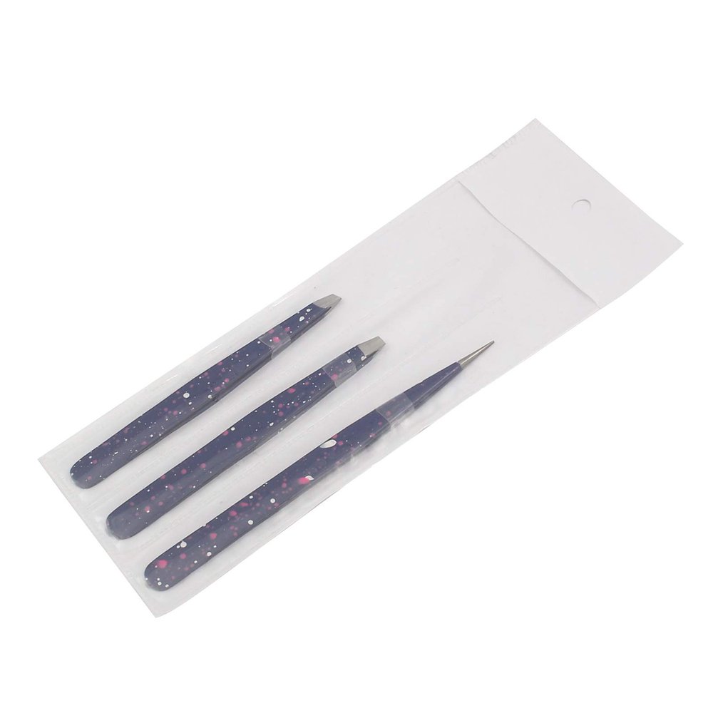 AAProTools Eyebrow Tweezer Set,3 Pcs Premium Stainless Steel Eyebrow Tweezers with Pouch,Tweezers Set with Slant, Straight and Pointed Tips - Precision Calibrated - (Blue & White)