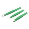 AAProTools 3 Premium Stainless Steel Eyebrow Tweezers with Pouch, Tweezers Set with Slant, Straight and Pointed Tips - Precision Calibrated - Best for Eyebrow, Ingrown Hair and Splinters (Green) A+ Qu view 2