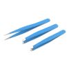 AAProTools 3 Premium Stainless Steel Eyebrow Tweezers with Pouch, Tweezers Set with Slant, Straight and Pointed Tips - Precision Calibrated - Best for Eyebrow, Ingrown Hair and Splinters (Sky Blue) A+ view 2