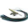 Feather Hair Extensions, 100% Real Rooster Hair Feathers extension kit, Long Blue mix 20 Feathers with micro link brads and hook tool Y view 1