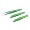 AAProTools 3 Premium Stainless Steel Eyebrow Tweezers with Pouch, Tweezers Set with Slant, Straight and Pointed Tips-Precision Calibrated-Best for Eyebrow, Ingrown Hair and Splinters (Green & Yellow) view 2